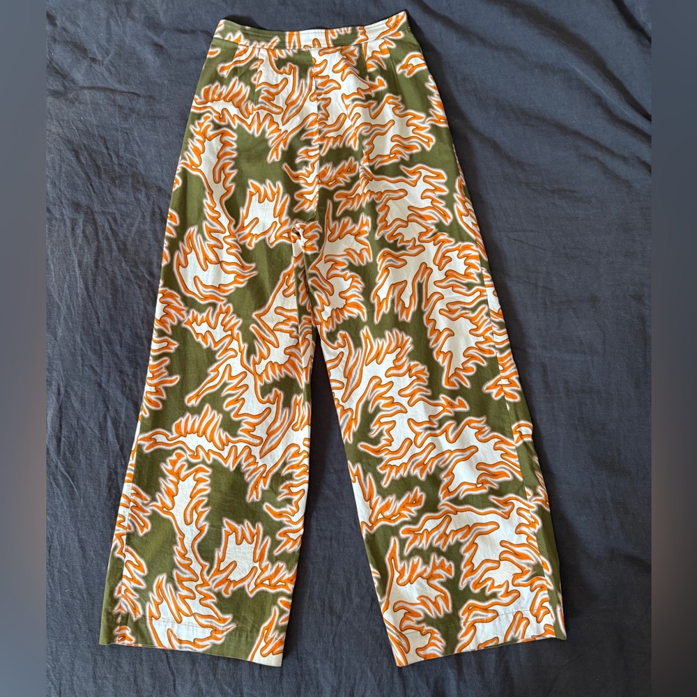 Julia Heuer abstract camo wide leg pants